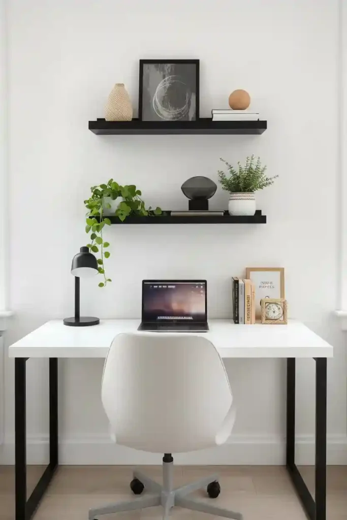 Shelves above home desk