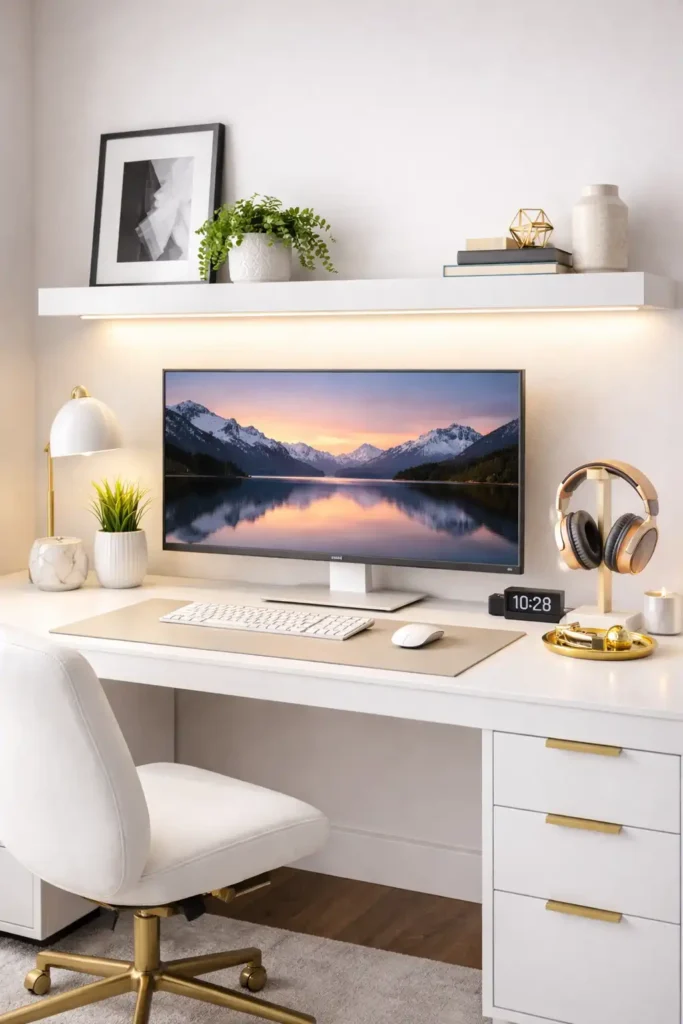 LED strip under floating shelf