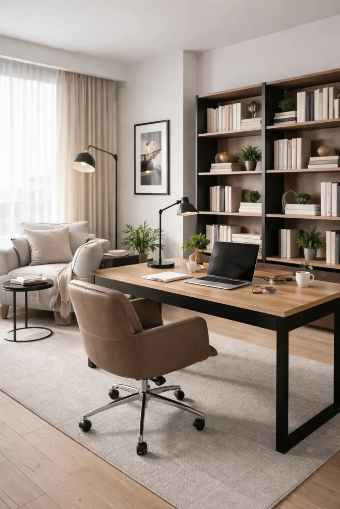 Desk with reading nook nearby