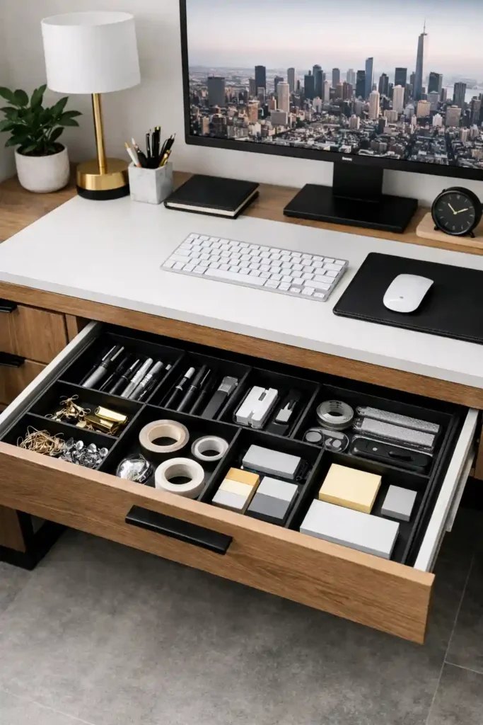 Organized desk drawer dividers