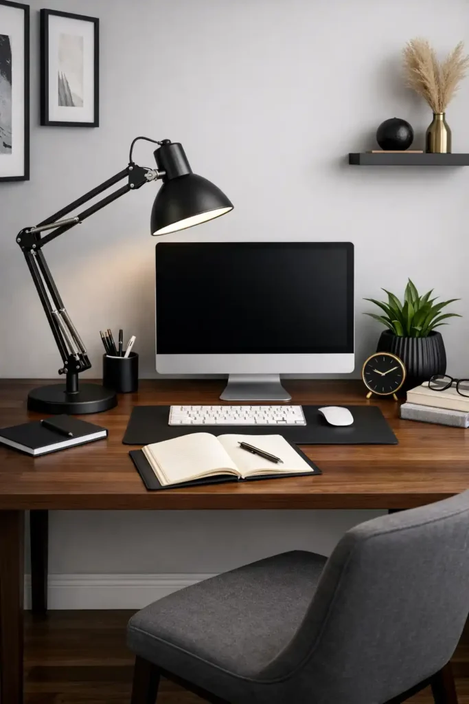 Adjustable arm desk lamp