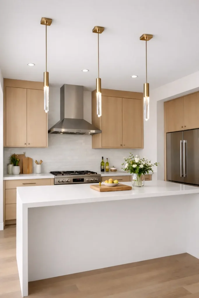 High-hung kitchen pendant lights
