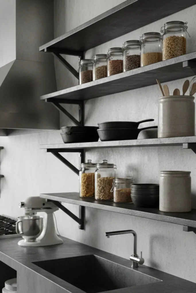 Heavy-duty steel angle iron kitchen shelf for maximum weight storage