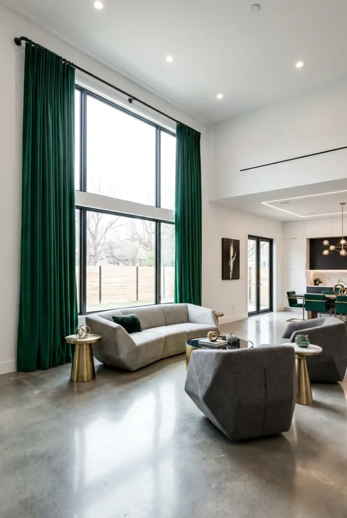 Black iron pipe curtain rod above window