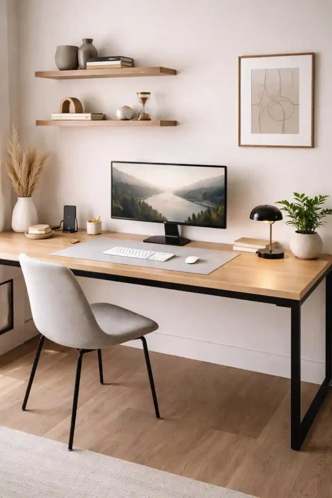 Minimalist desk with empty space