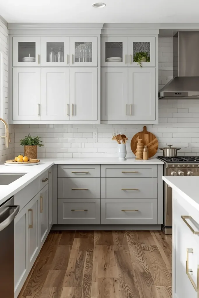 Simple white subway tile backsplash
