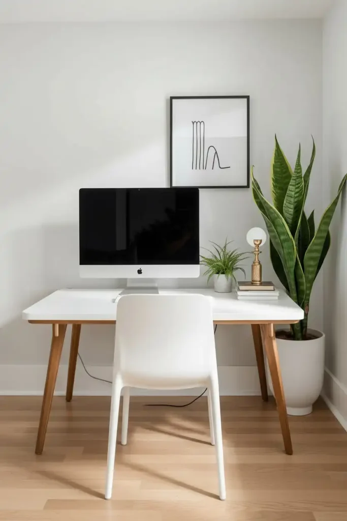 Snake plant beside desk
