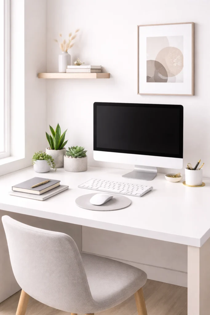 Three small succulents on desk