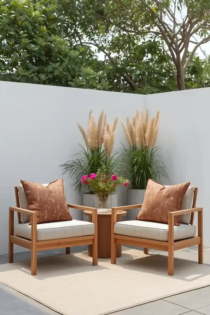 Outdoor lounge with earthy cushions