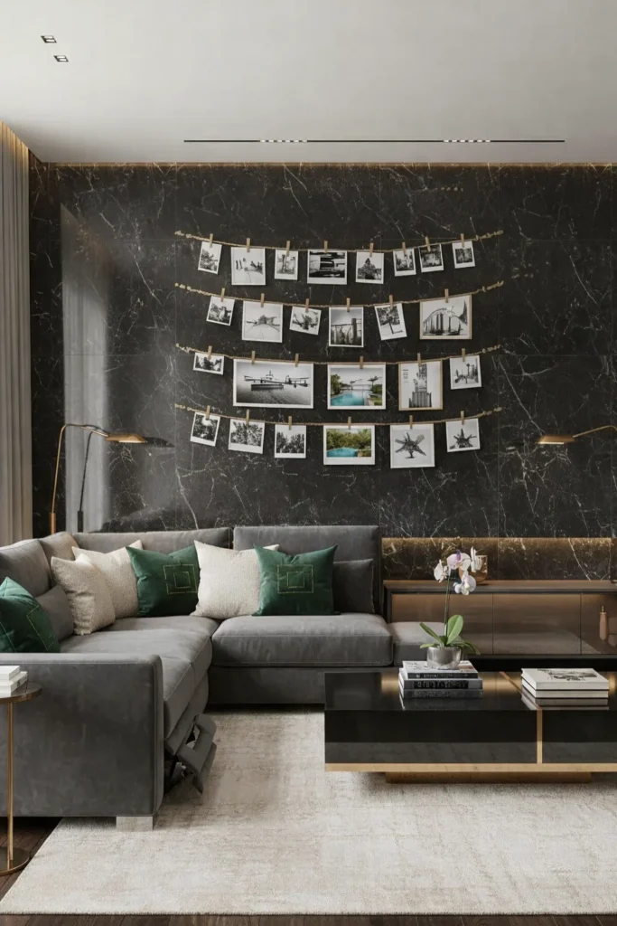 Twine photo display wall
