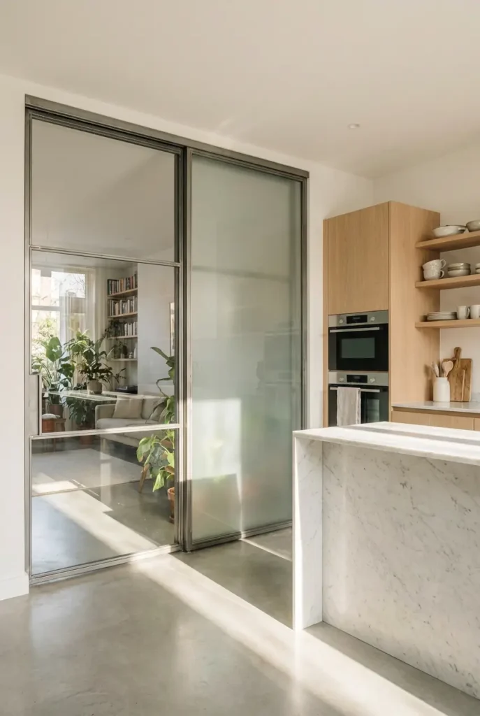 Glass panel kitchen door
