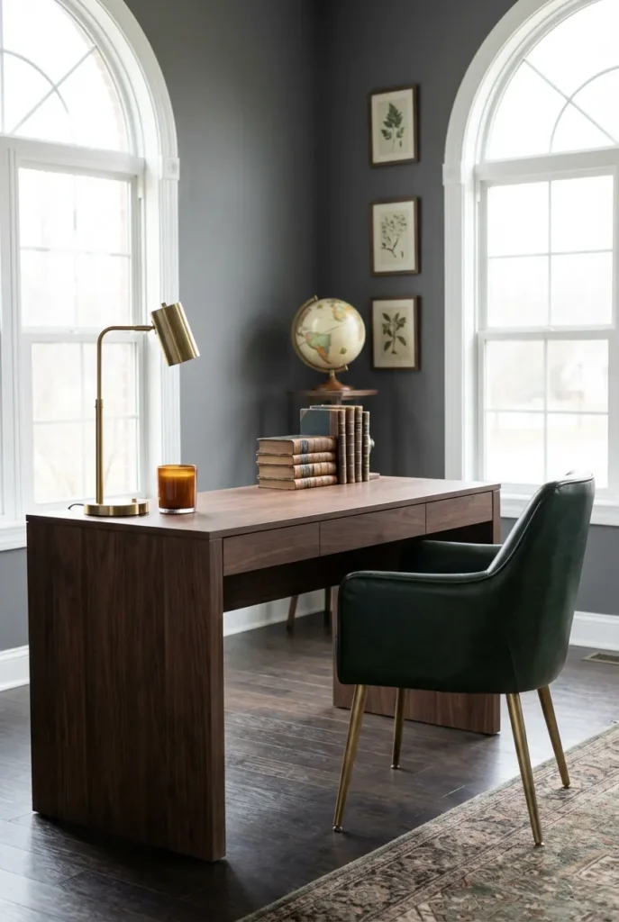 Dark academia desk setup