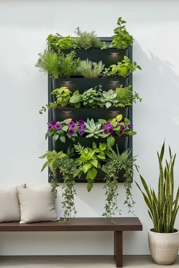 Vertical garden on outdoor wall