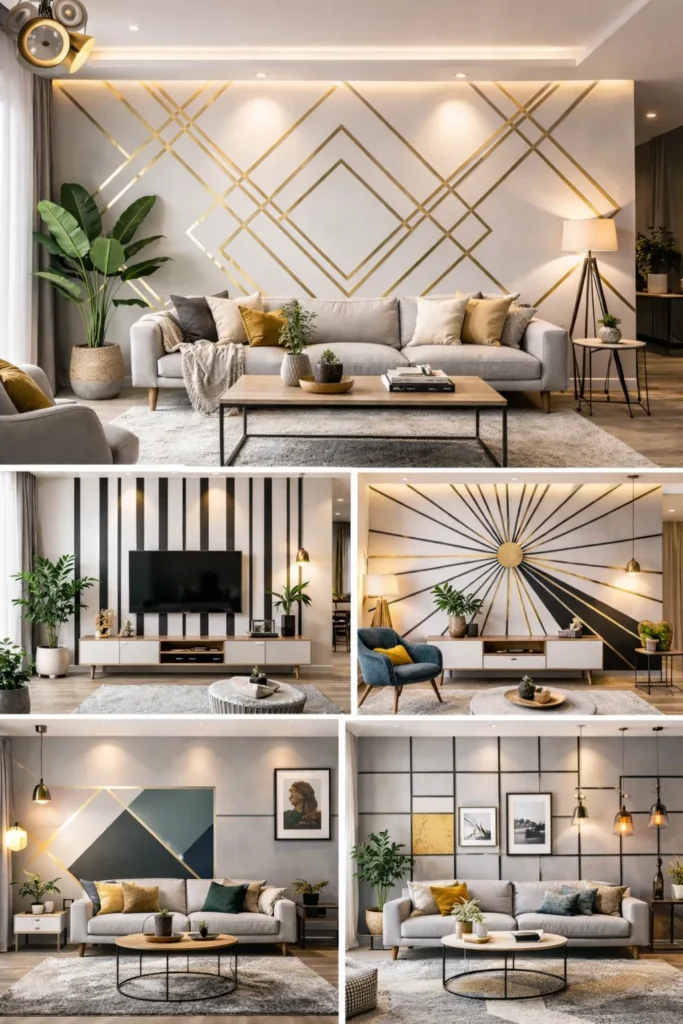 Washi tape geometric wall pattern
