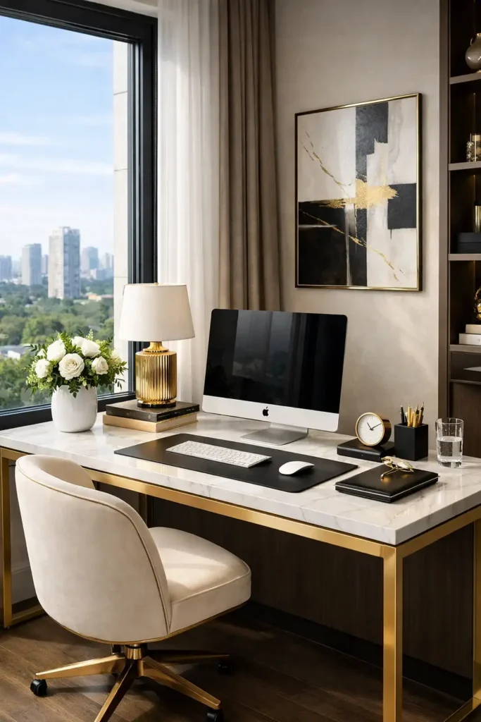 Desk near window natural light