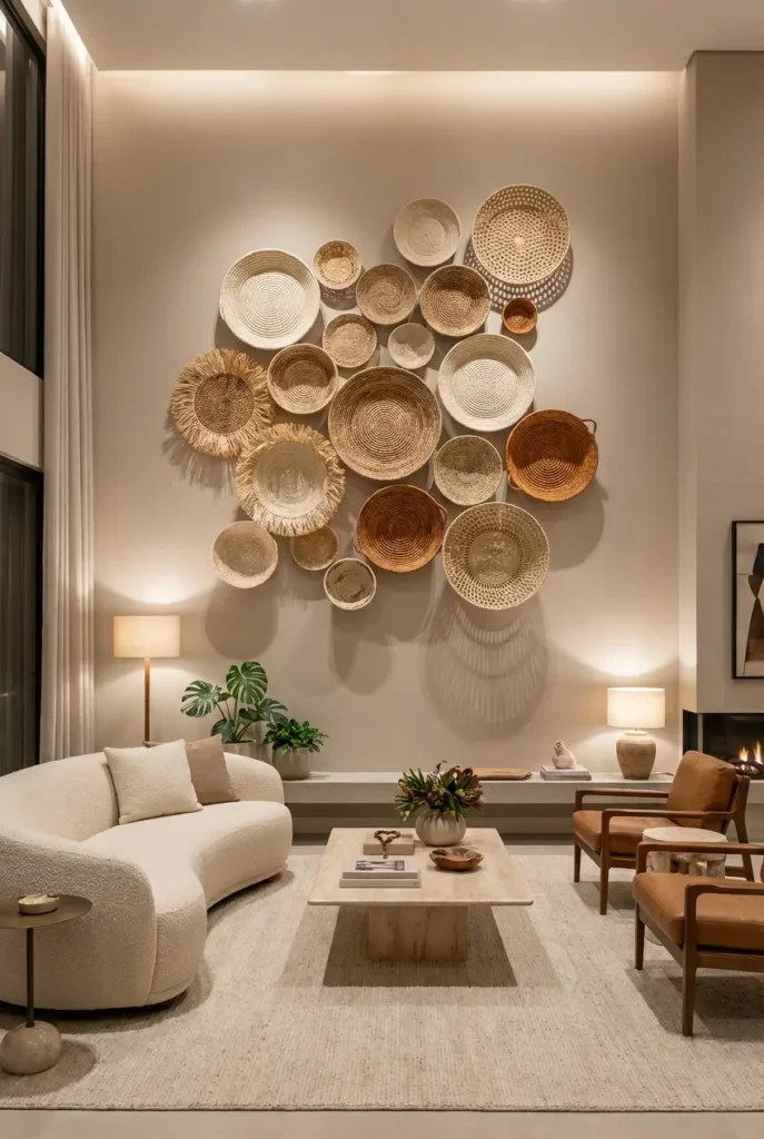 Woven baskets wall cluster
