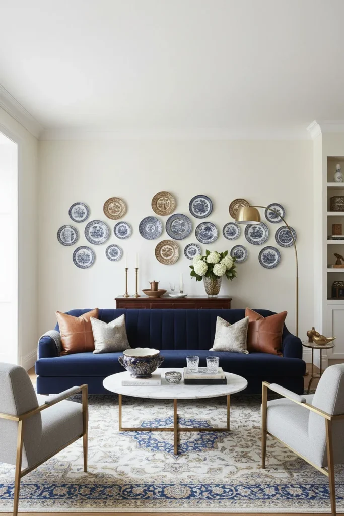 Vintage plates wall cluster
