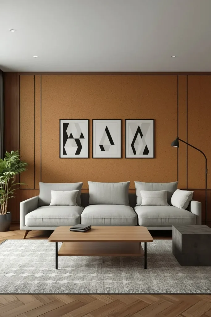 Styled corkboard wall display
