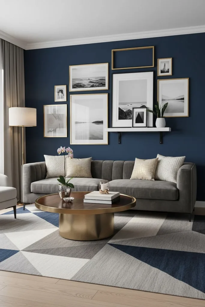 Layered art display on shelf
