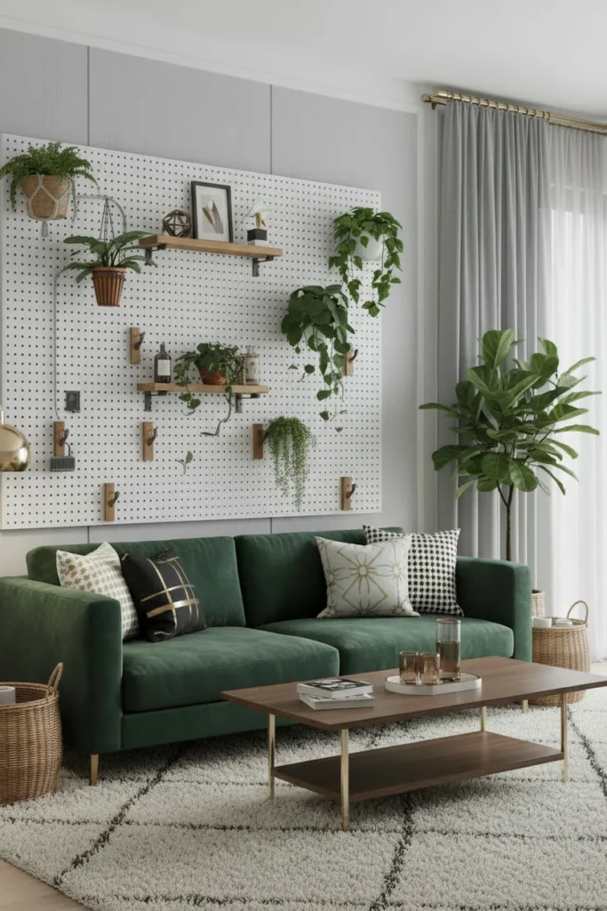 Painted pegboard wall organizer
