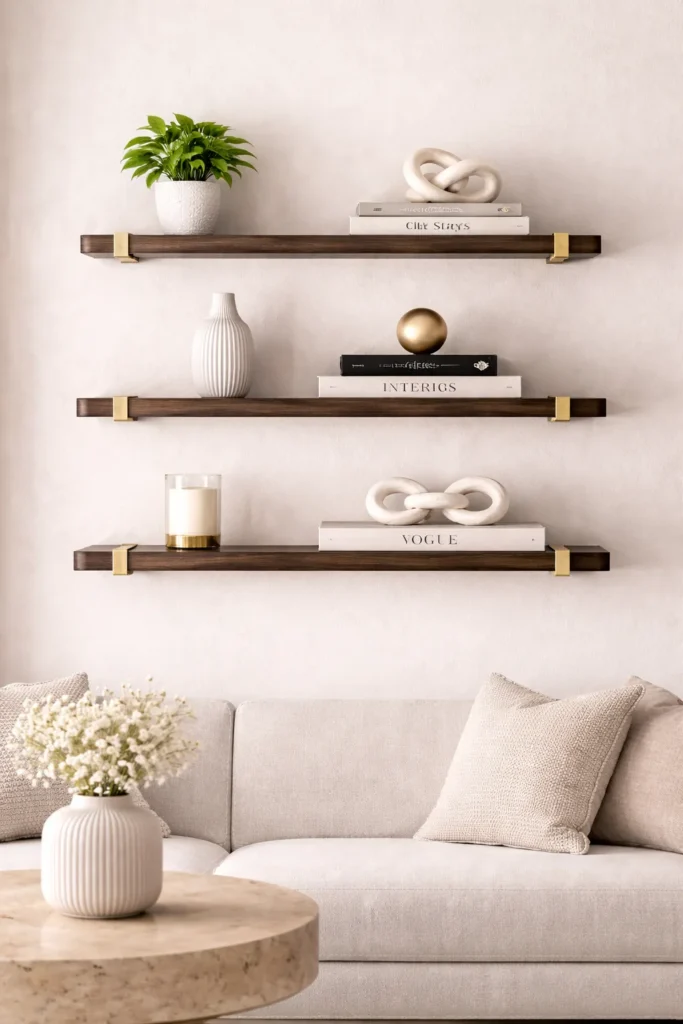 Floating shelves wall display
