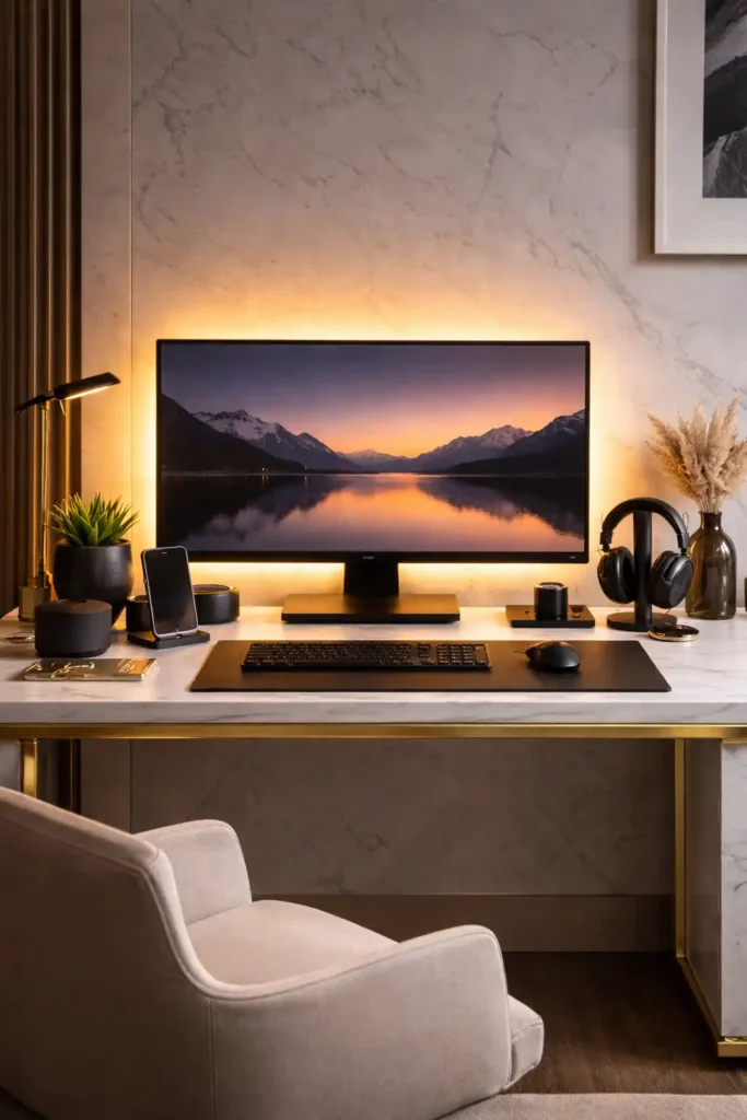 LED lights behind monitor