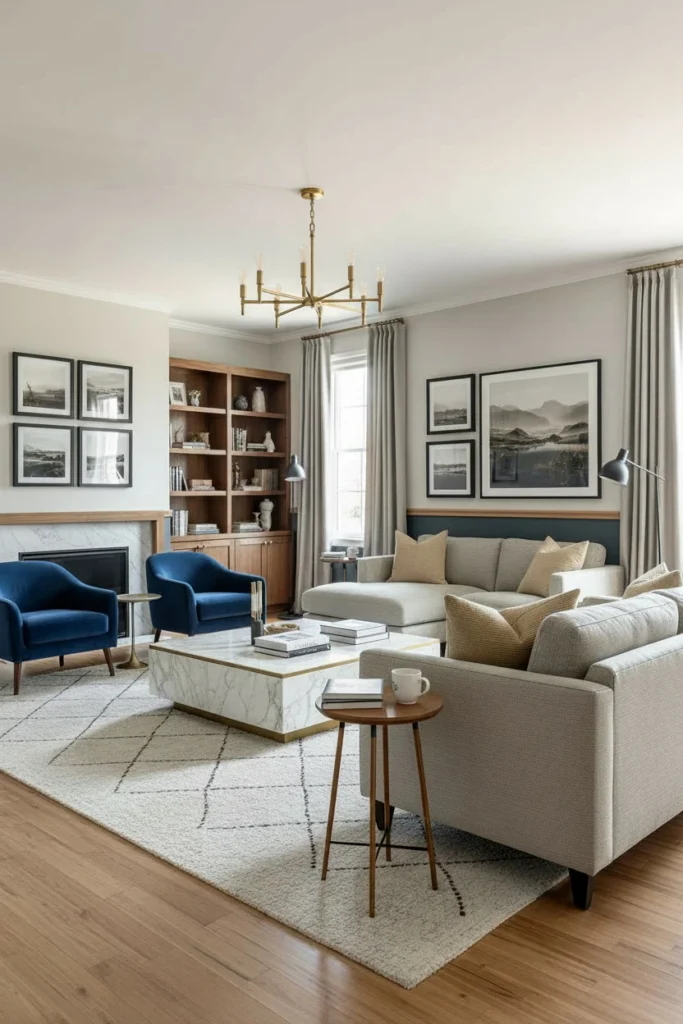 Two-tone wall with wood trim