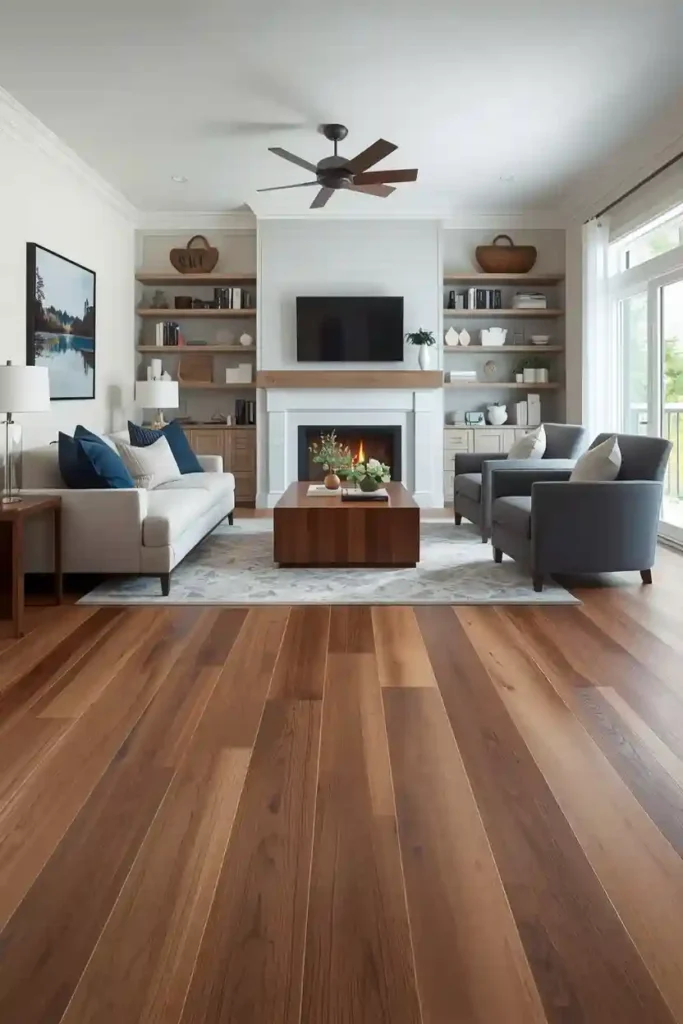 Luxury vinyl plank flooring living room