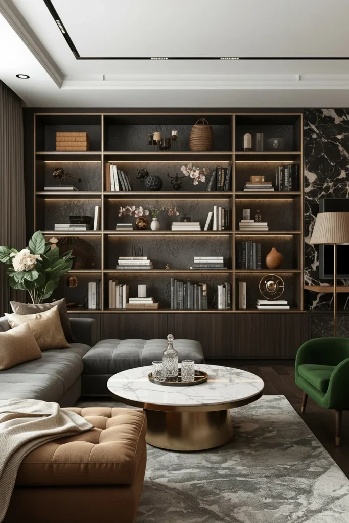 Minimalist shelf styled with a few items