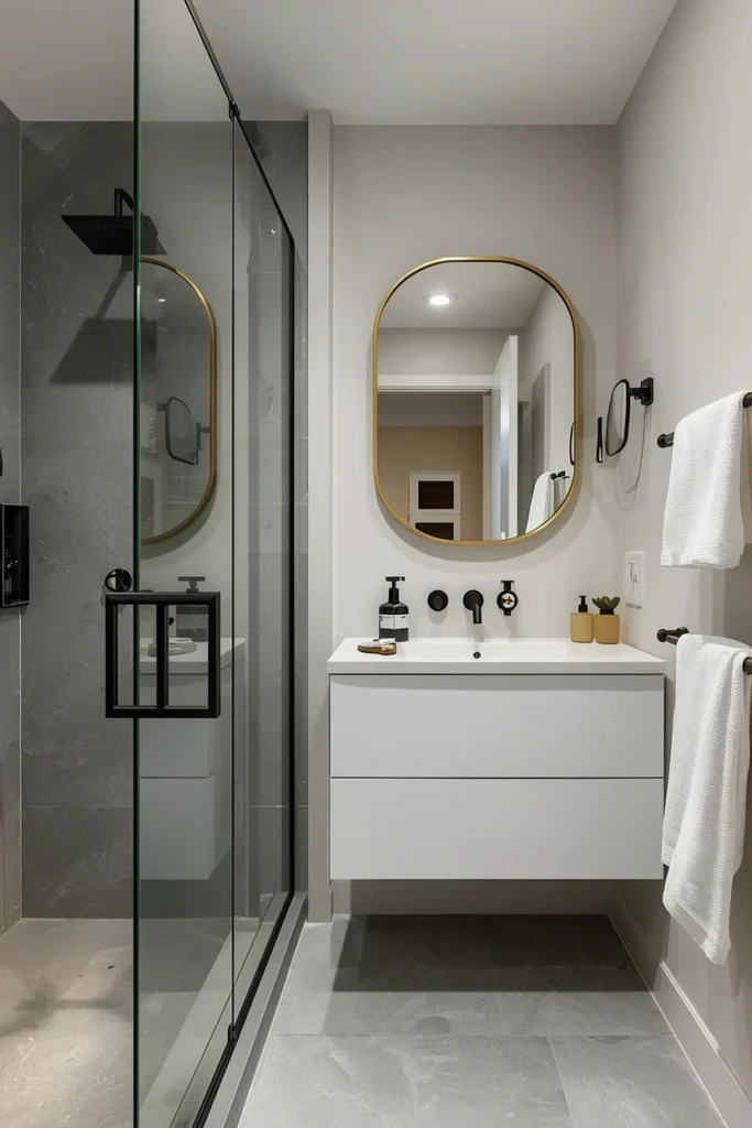 Matching matte black fixtures across modern bathroom fittings
