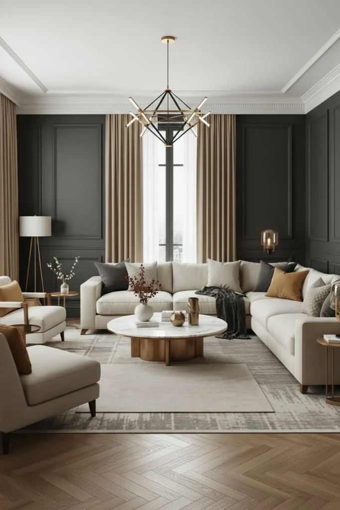 Modern wall panels on a single accent wall