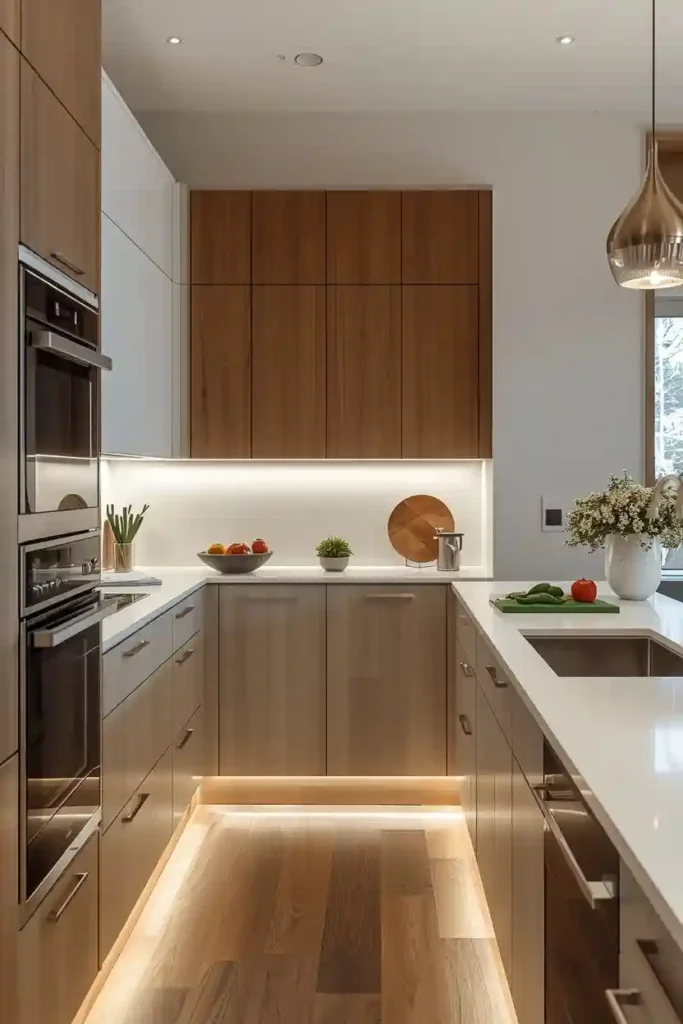 Smart oven and boiling water tap in kitchen