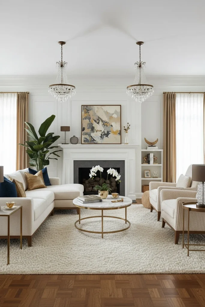 Cream boucle accent chair