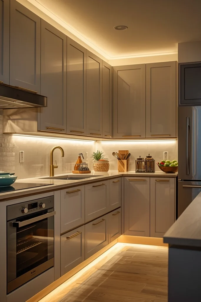 LED strip lights under upper kitchen cabinets