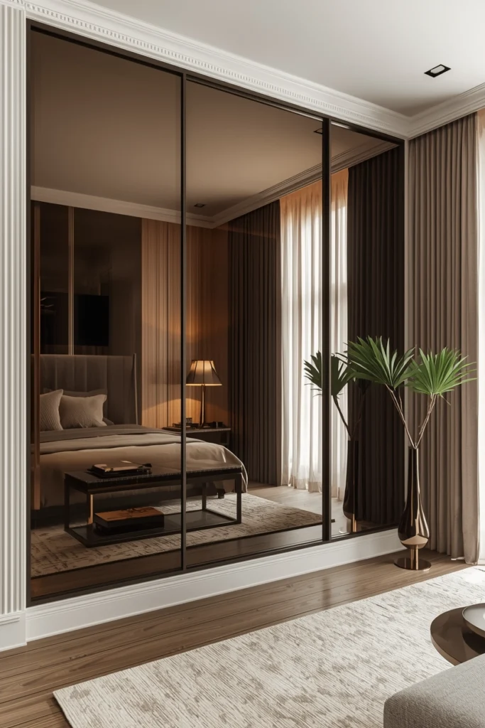 Bronze smoked mirror glass creates a warm cosy glow.