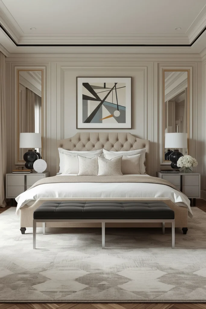 Large soft rug placed under and around the bed.