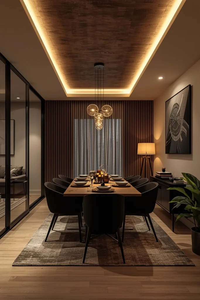 Hidden ceiling lights casting a soft gentle glow.