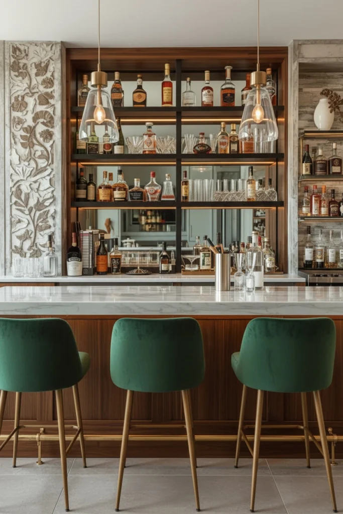 Simple functional home bar layout with easy access.