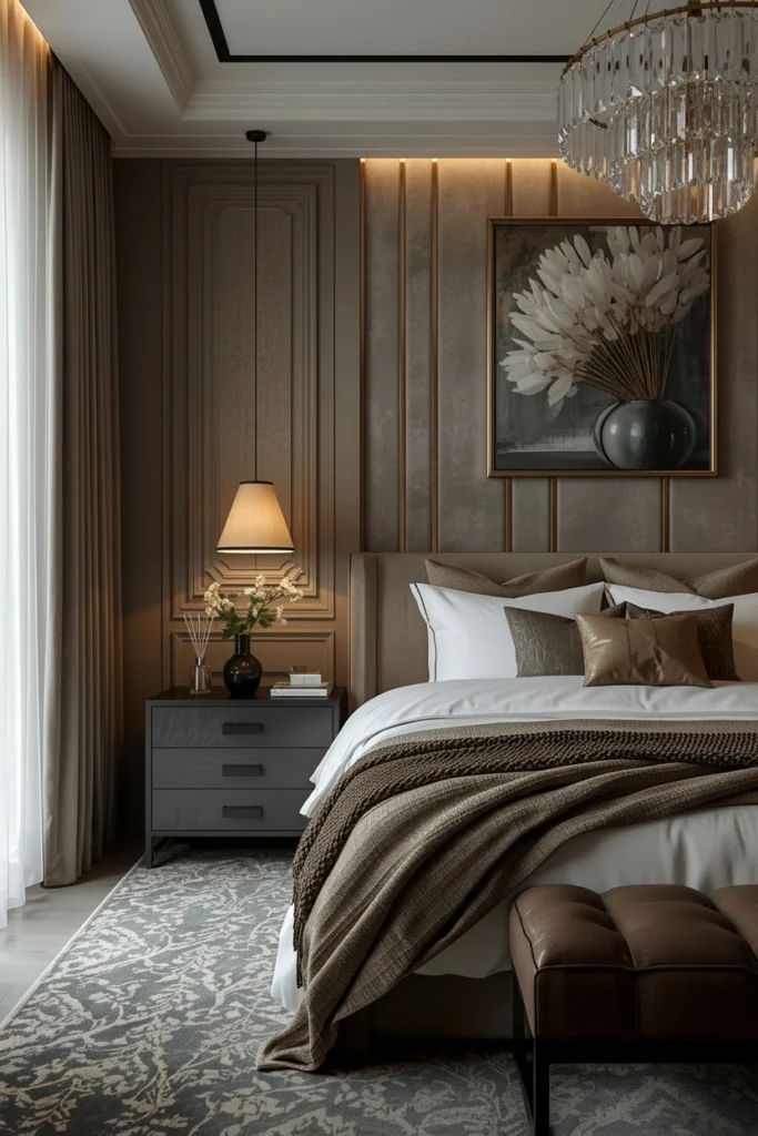 Reed diffuser and candle placed on bedroom dresser shelf.