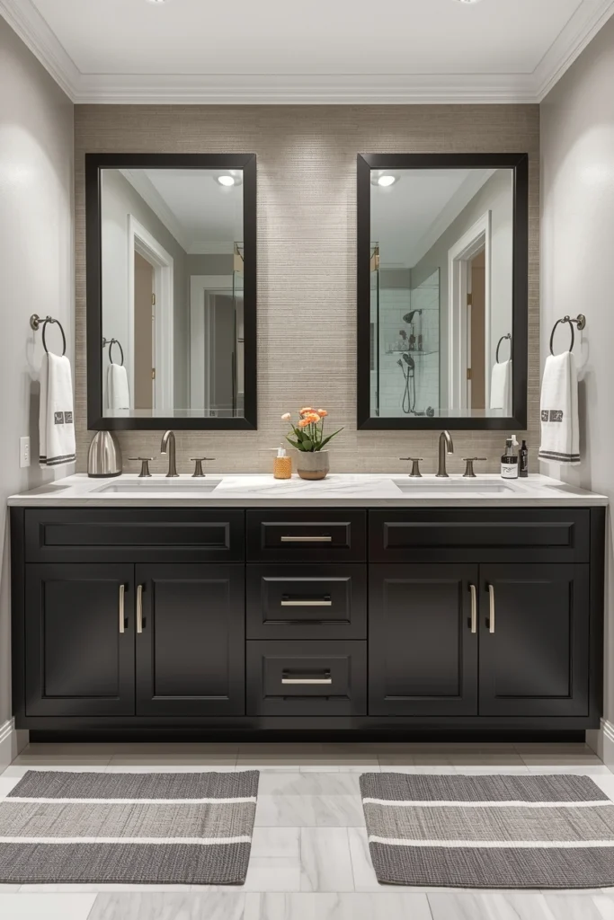 A double vanity gives two people their own space.