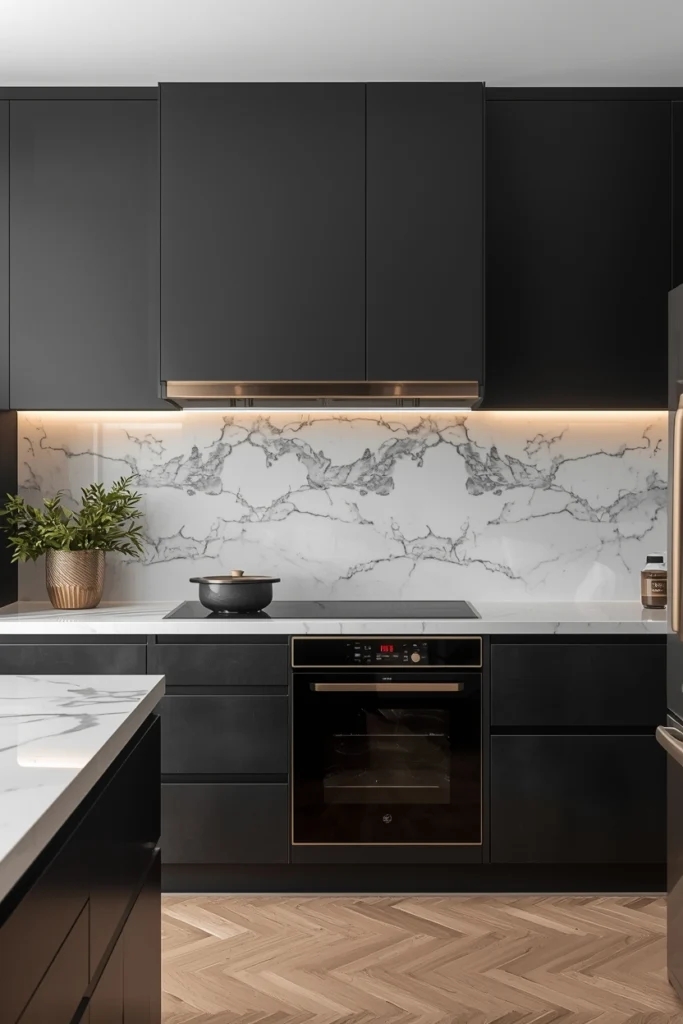 Full marble slab adds elegance to any kitchen.