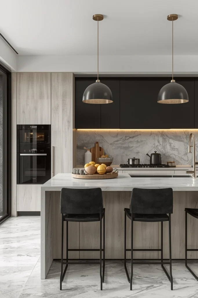 A kitchen counter with intentional empty space left open.