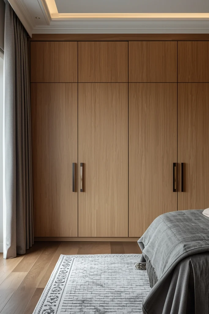 Solid oak wardrobe with natural oil finish and visible grain.