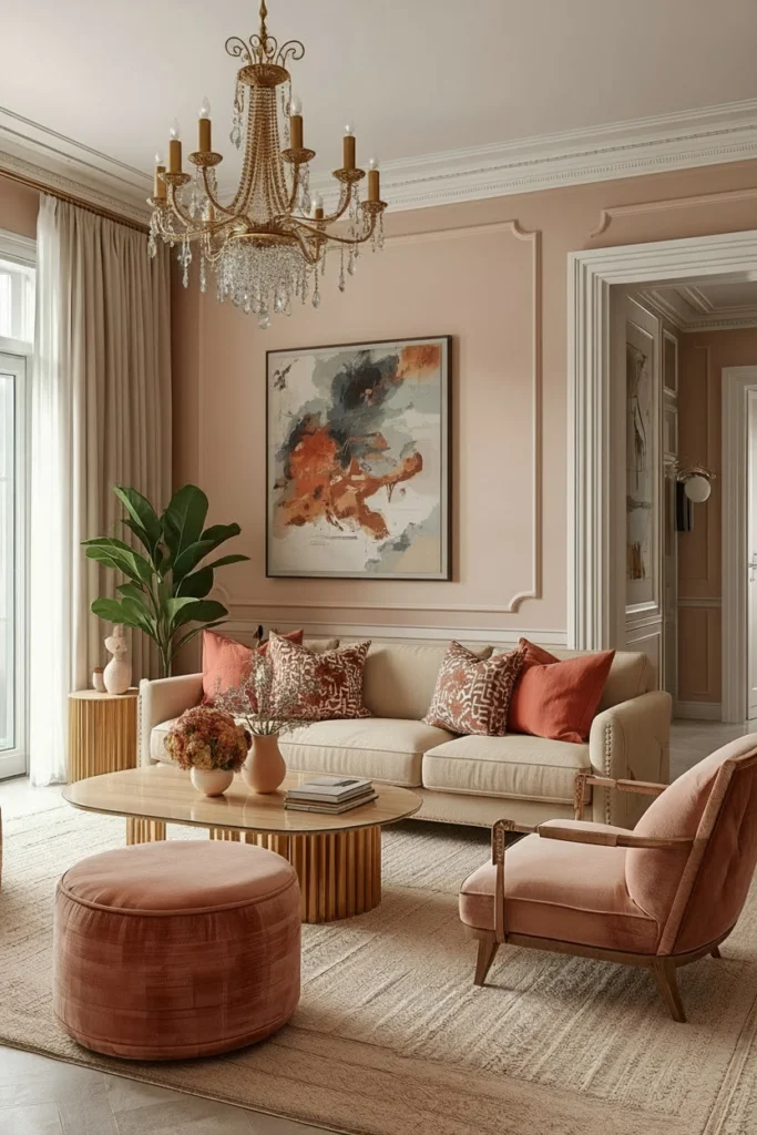 Warm cream walls brighten a modern summer living room beautifully.