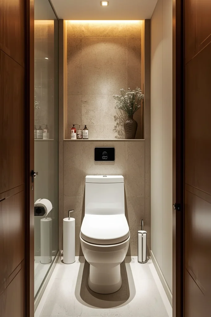 A private toilet room adds comfort to shared bathrooms.