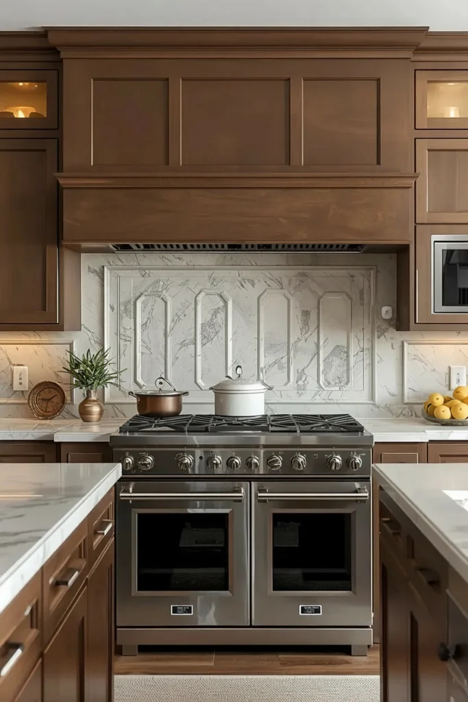 Venetian plaster finish gives kitchen walls a soft elegance.
