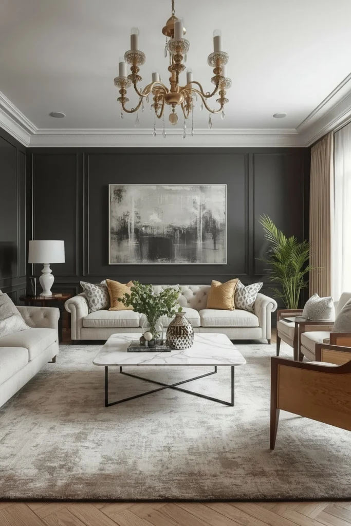 All sofa and chair legs sitting on a rug.