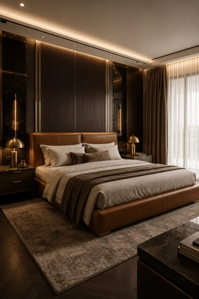 A warm caramel leather bed frame looks rich and timelessly stylish.
