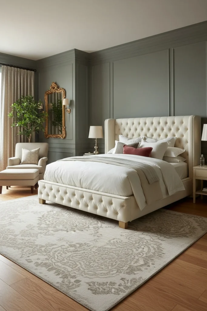A soft cream bouclé bed frame looks cosy and beautifully textured.