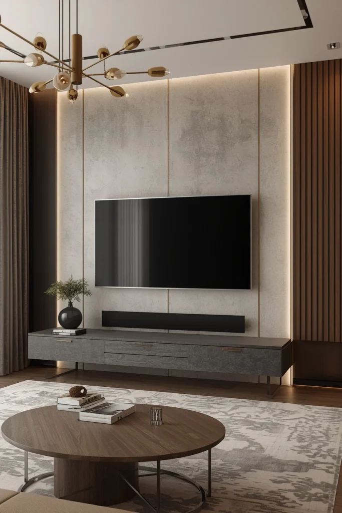 A wall-mounted TV frees up valuable floor space.